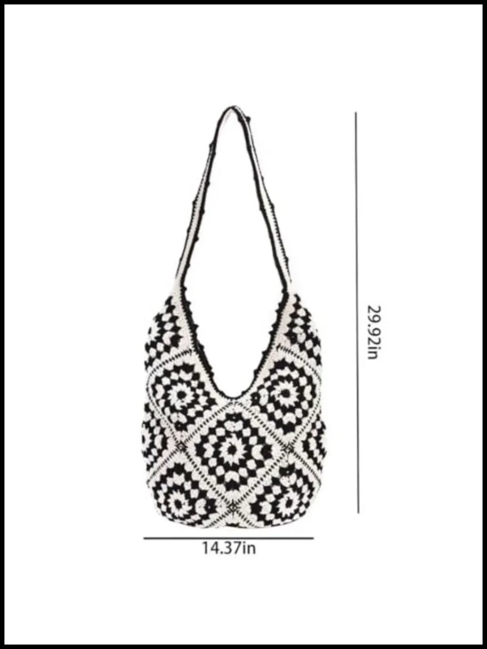 Handmade Crochet Hobo Tote Bag Boho Woven Summer Beach Purse